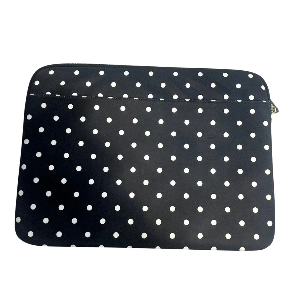 Kate Spade New York Black White Polka Dot Tablet Case Zipper Sleeve iPad Pouch